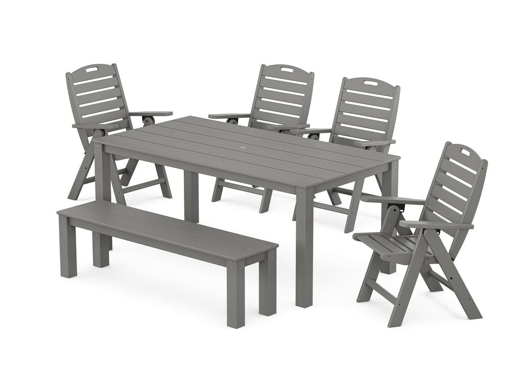 Nautical Folding Highback Chair 6-Piece Parsons Dining Set with Bench Photo