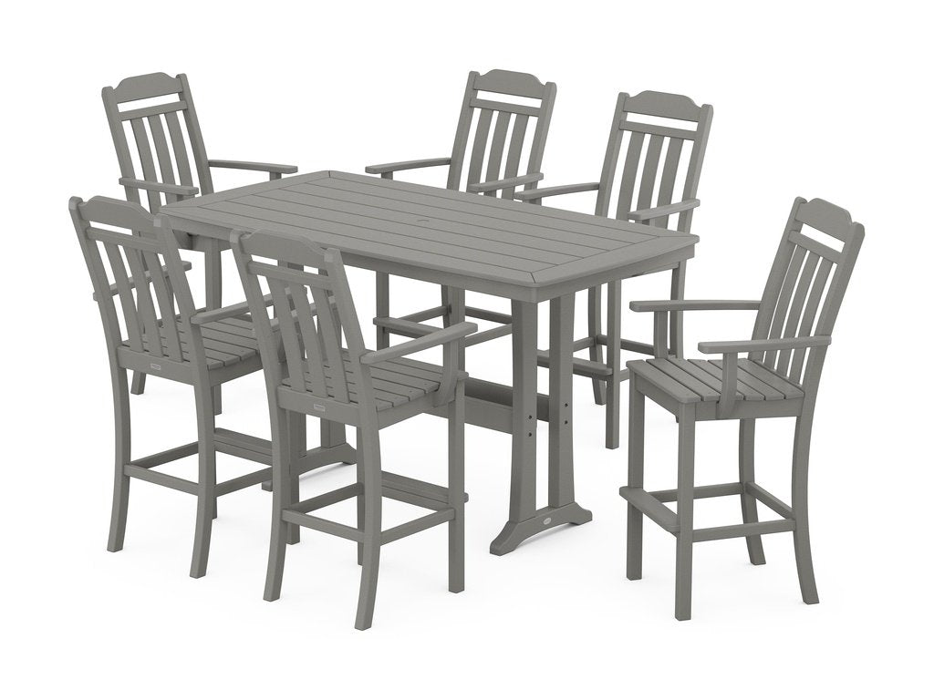 Country Living Arm Chair 7-Piece Bar Set with Trestle Legs Photo