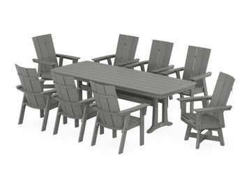 Modern Curveback Adirondack Swivel 9-Piece Dining Set with Trestle Legs Photo