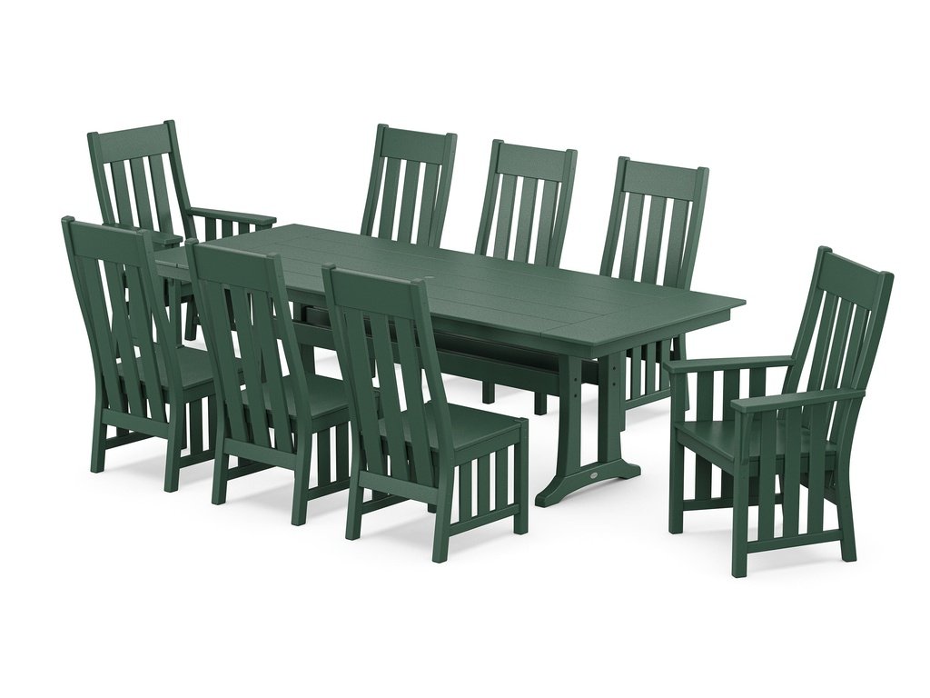 Acadia 9-Piece Farmhouse Dining Set with Trestle Legs Photo