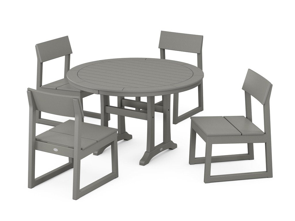 EDGE Side Chair 5-Piece Round Dining Set With Trestle Legs Photo