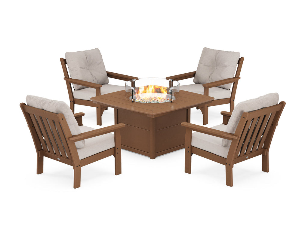 Vineyard 5-Piece Conversation Set with Fire Pit Table Retreat Home Furniture