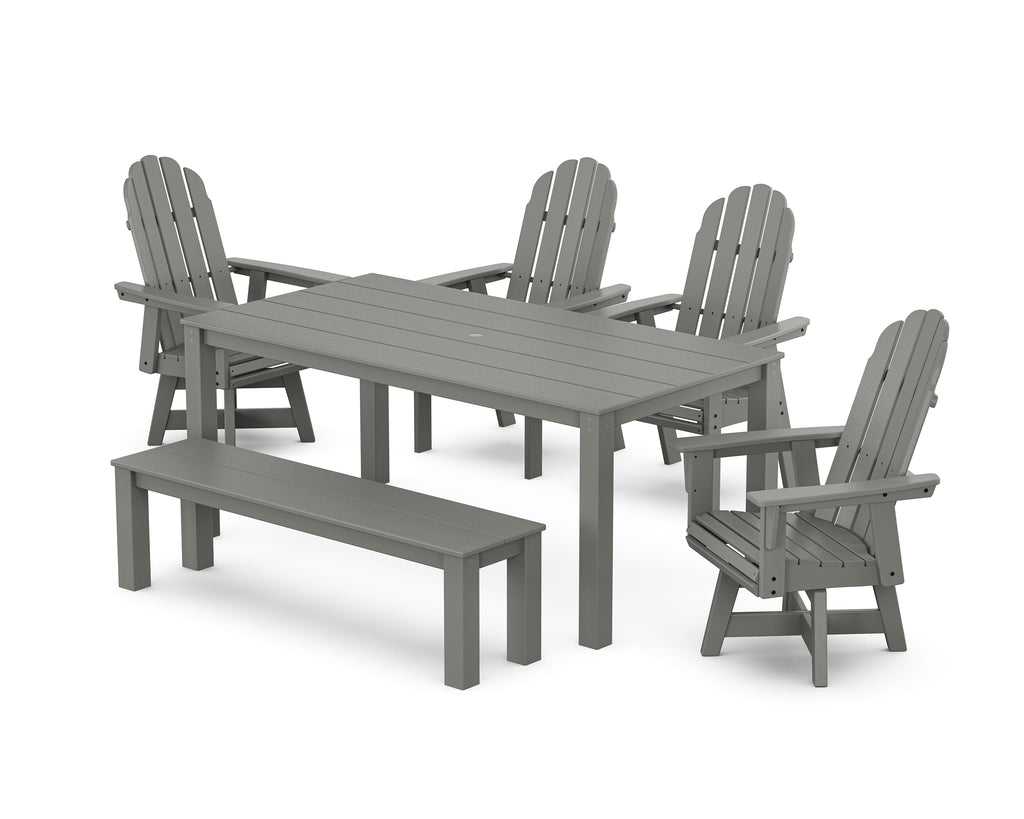 Vineyard Curveback Adirondack 6-Piece Parsons Swivel Dining Set with Bench Photo