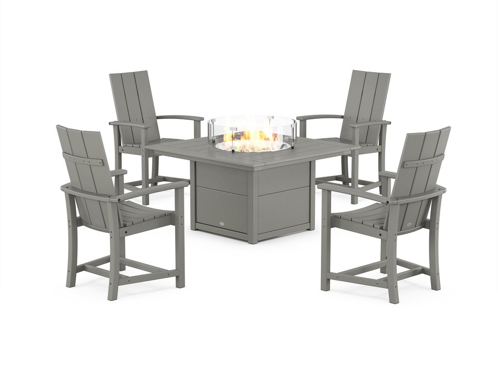 Modern 4-Piece Upright Adirondack Conversation Set with Fire Pit Table Photo