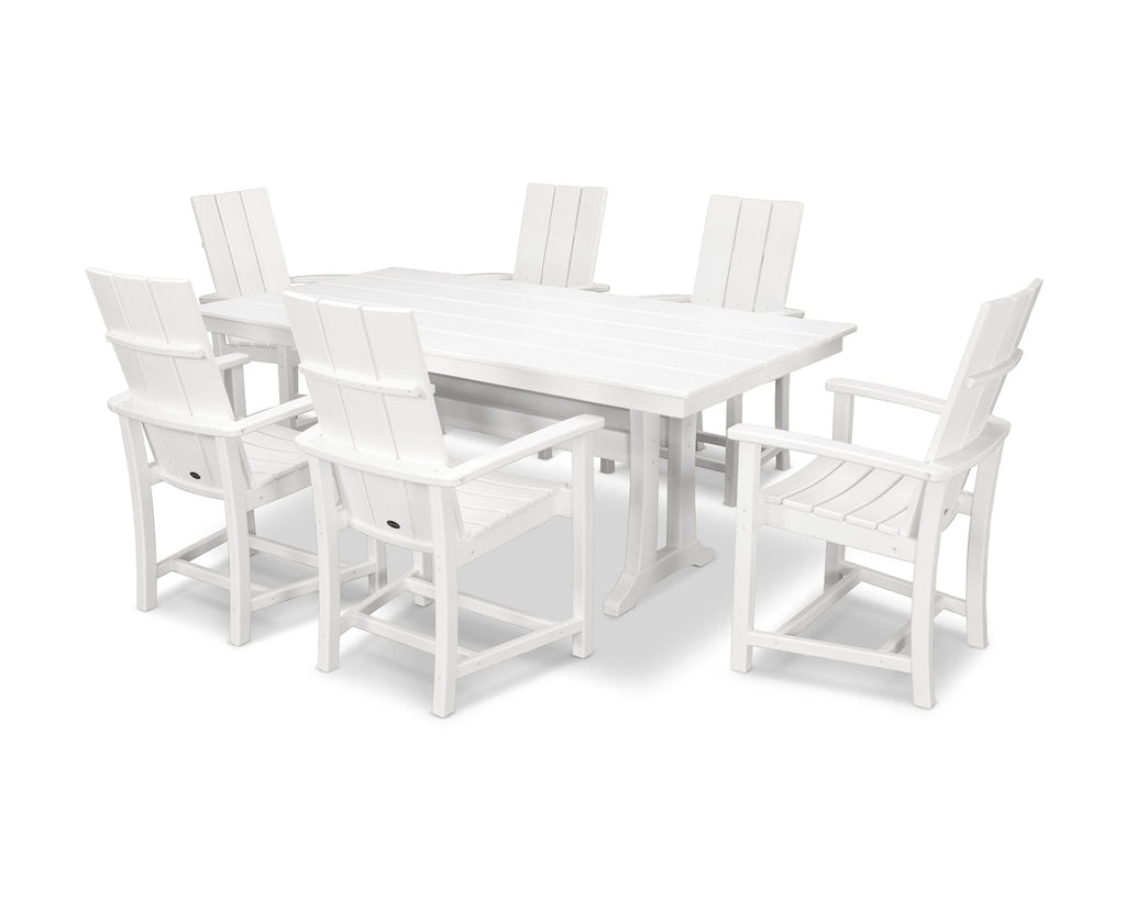 Modern Adirondack 7-Piece Rustic Farmhouse Dining Set with Trestle Legs Retreat Home Furniture