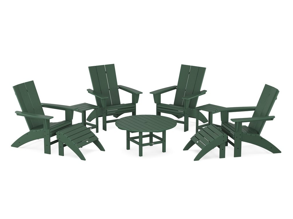 Modern Curveback Adirondack Chair 9-Piece Conversation Set Photo