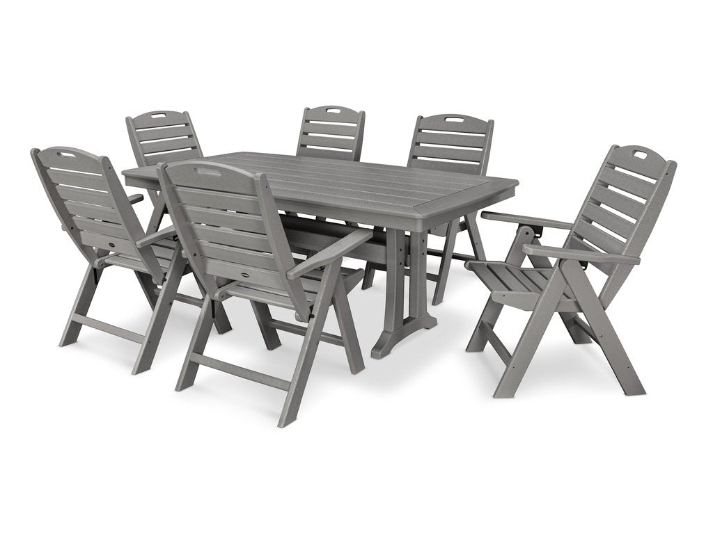Nautical Folding Highback Chair 7-Piece Dining Set with Trestle Legs Photo