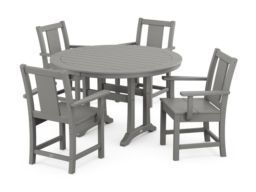 Prairie 5-Piece Round Dining Set with Trestle Legs Photo