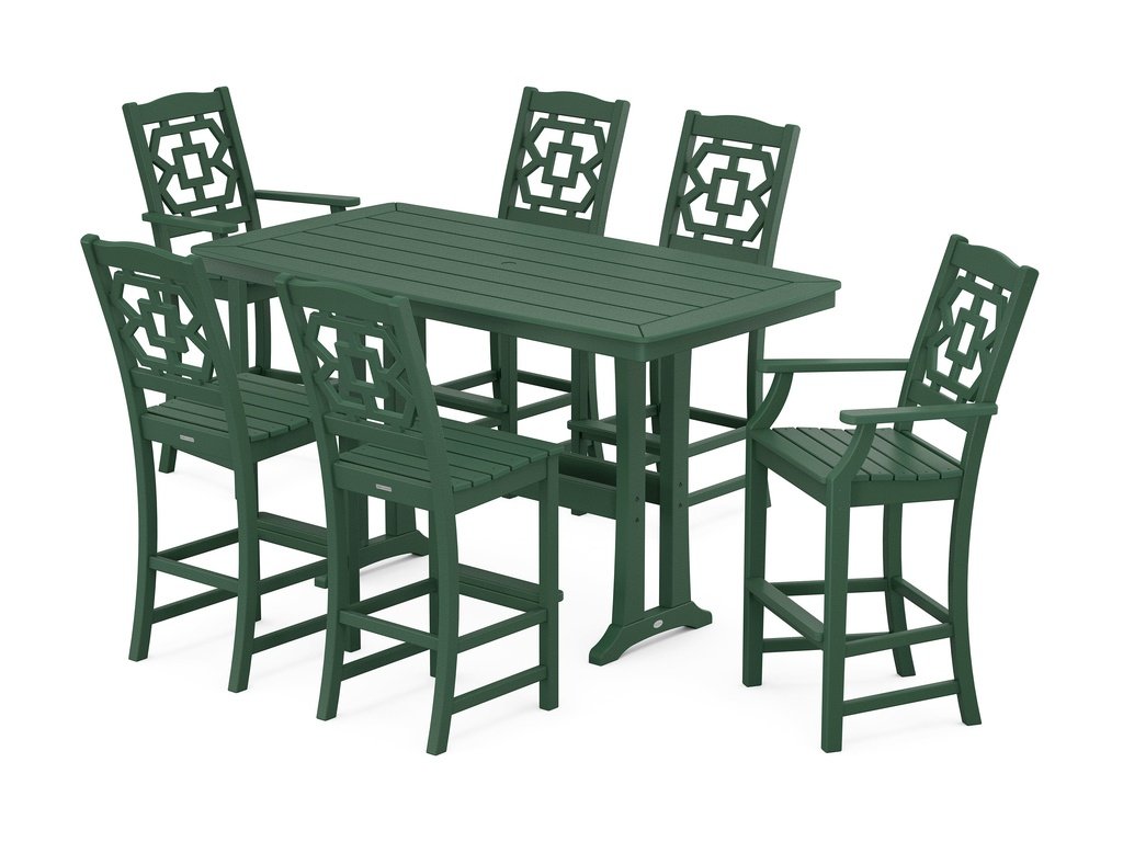 Chinoiserie 7-Piece Bar Set with Trestle Legs Photo