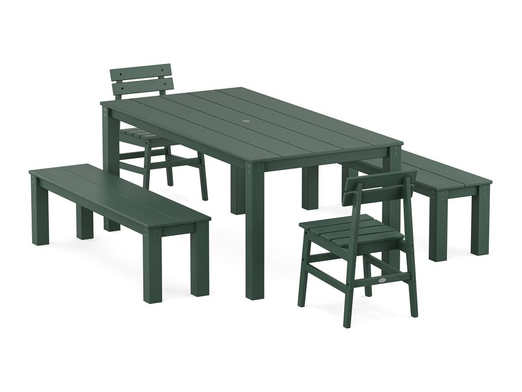 Modern Studio Plaza Chair 5-Piece Parsons Dining Set with Benches Photo