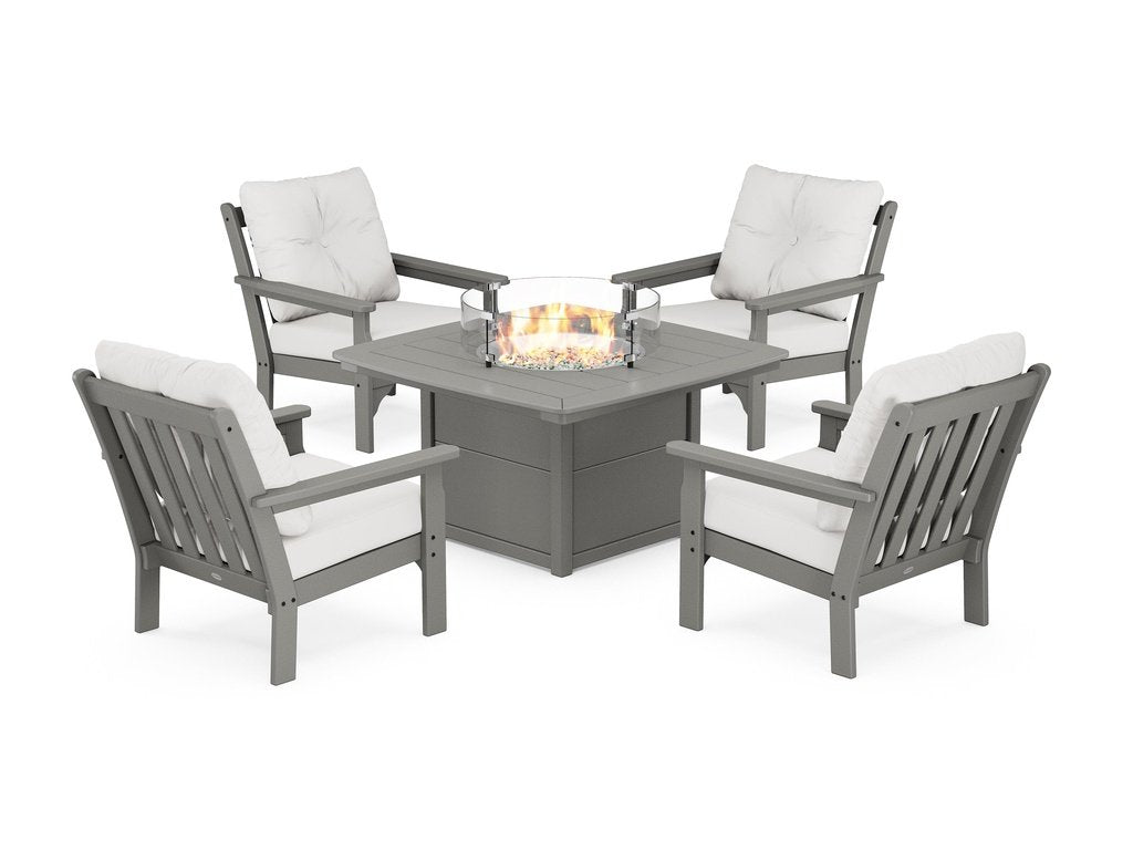 Vineyard 5-Piece Conversation Set with Fire Pit Table Photo