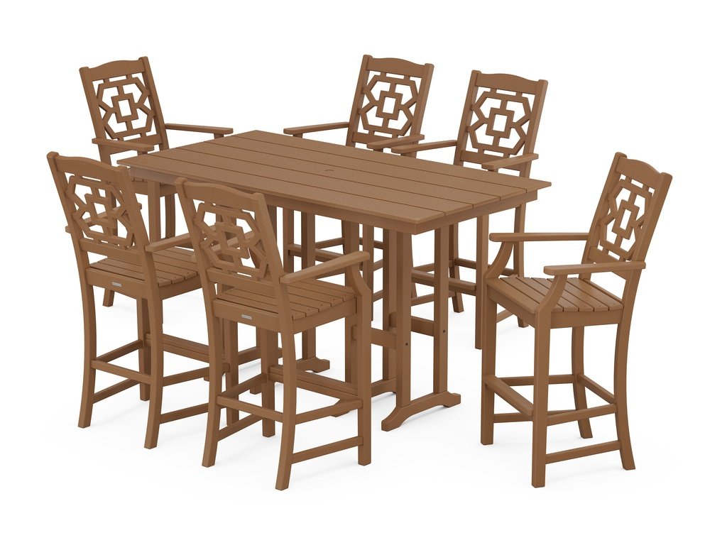 Chinoiserie Arm Chair 7-Piece Farmhouse Bar Set Photo