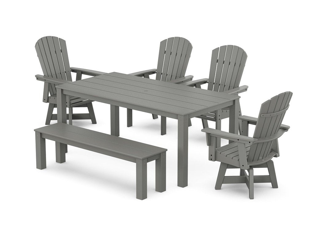 Nautical Curveback Adirondack Swivel 6-Piece Parsons Dining Set with Bench Photo