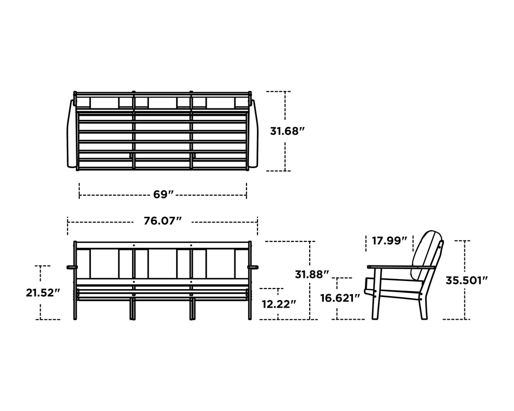 Prairie 6-Piece Lounge Sofa Set Retreat Home Furniture