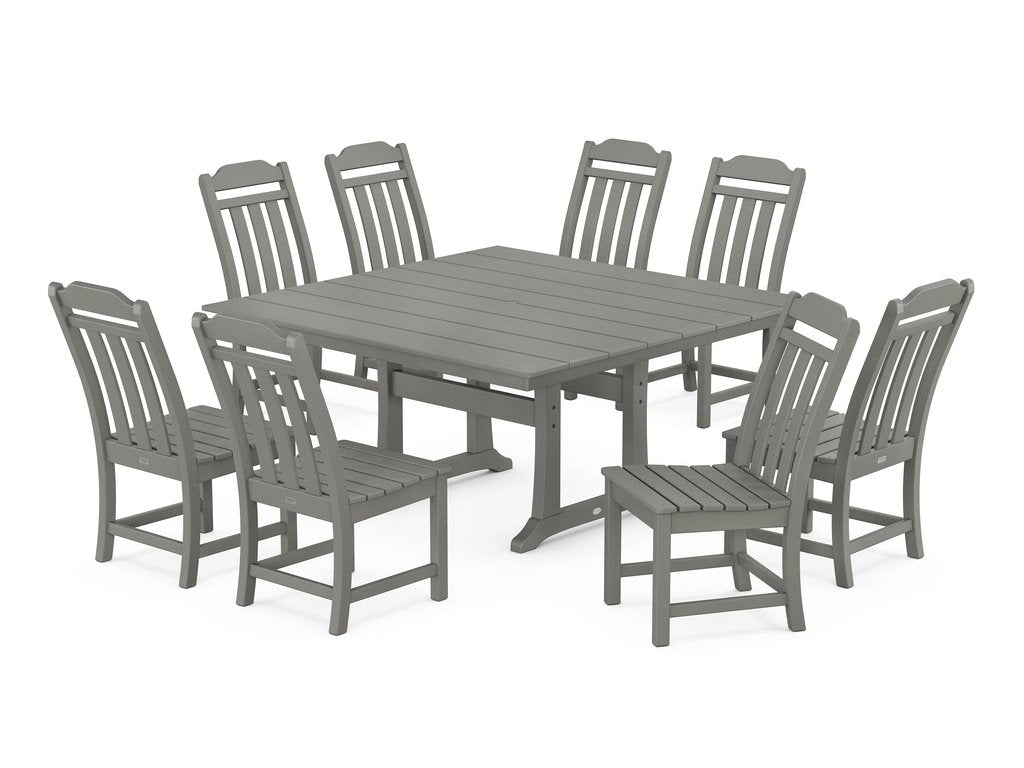 Country Living 9-Piece Square Farmhouse Side Chair Dining Set with Trestle Legs Photo