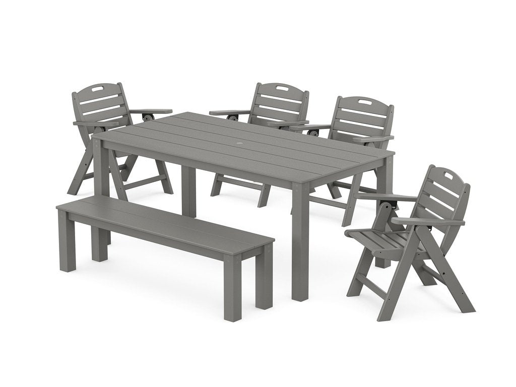 Nautical Folding Lowback Chair 6-Piece Parsons Dining Set with Bench Photo
