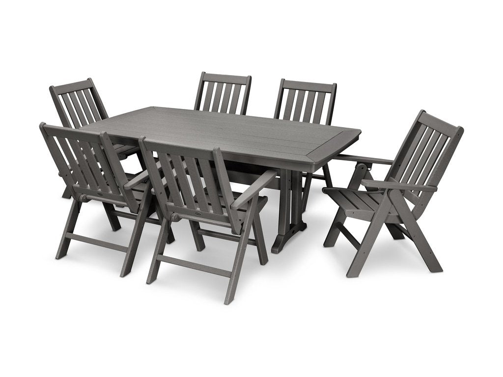 Vineyard Folding Chair 7-Piece Dining Set with Trestle Legs Photo