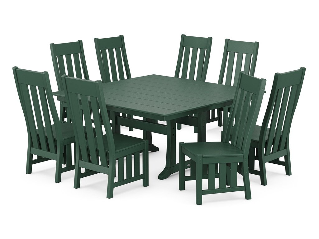 Acadia Side Chair 9-Piece Square Farmhouse Dining Set with Trestle Legs Photo