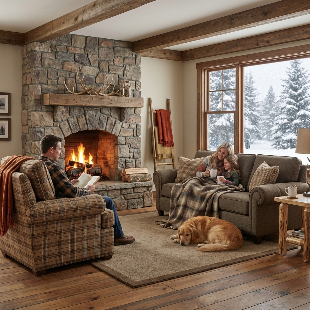 Marshfield Furniture Seven Pines Sofa - Rustic Lodge Rolled Arm Sofa