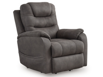 Gray recliner chair on a white background