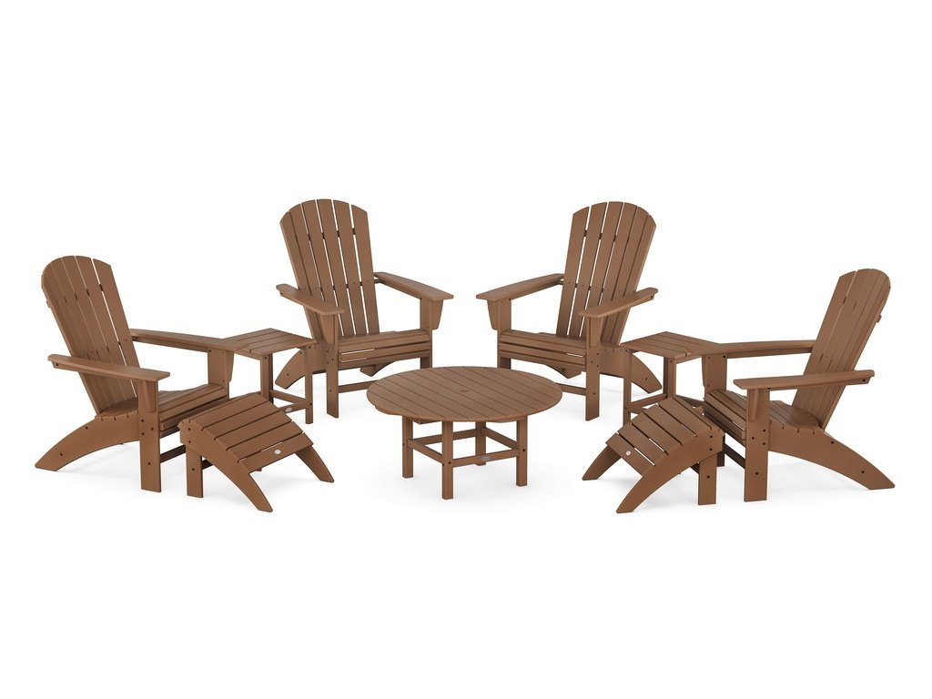 POLYWOOD Nautical Curveback Adirondack Chair 9-Piece Conversation