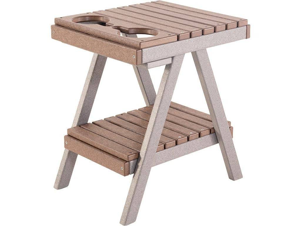 Slate & Brown End Table with Cupholders