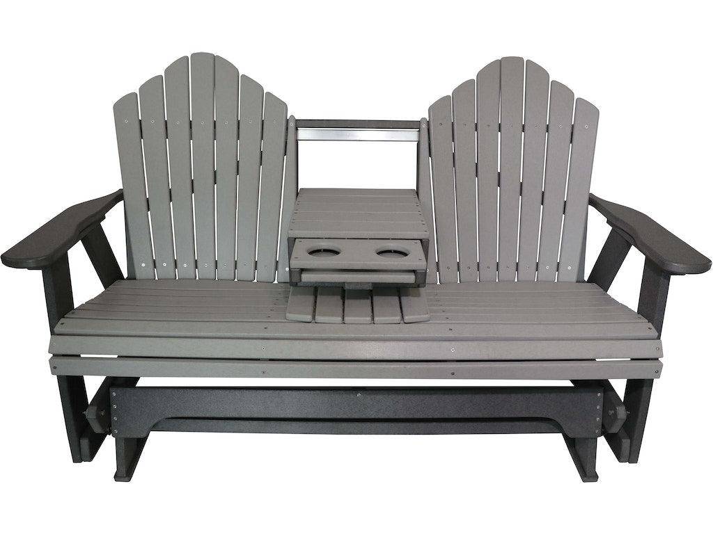 Double Glider w/Console - Brown & Weatherwood