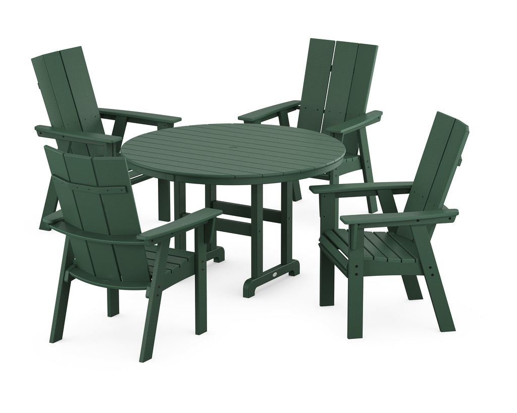 Modern Curveback Adirondack 5-Piece Round Farmhouse Dining Set Photo