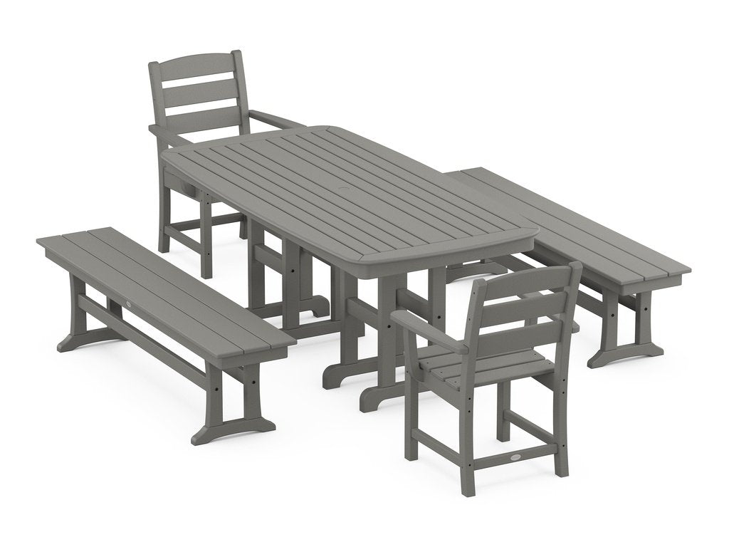 Lakeside 5-Piece Dining Set with Benches Photo