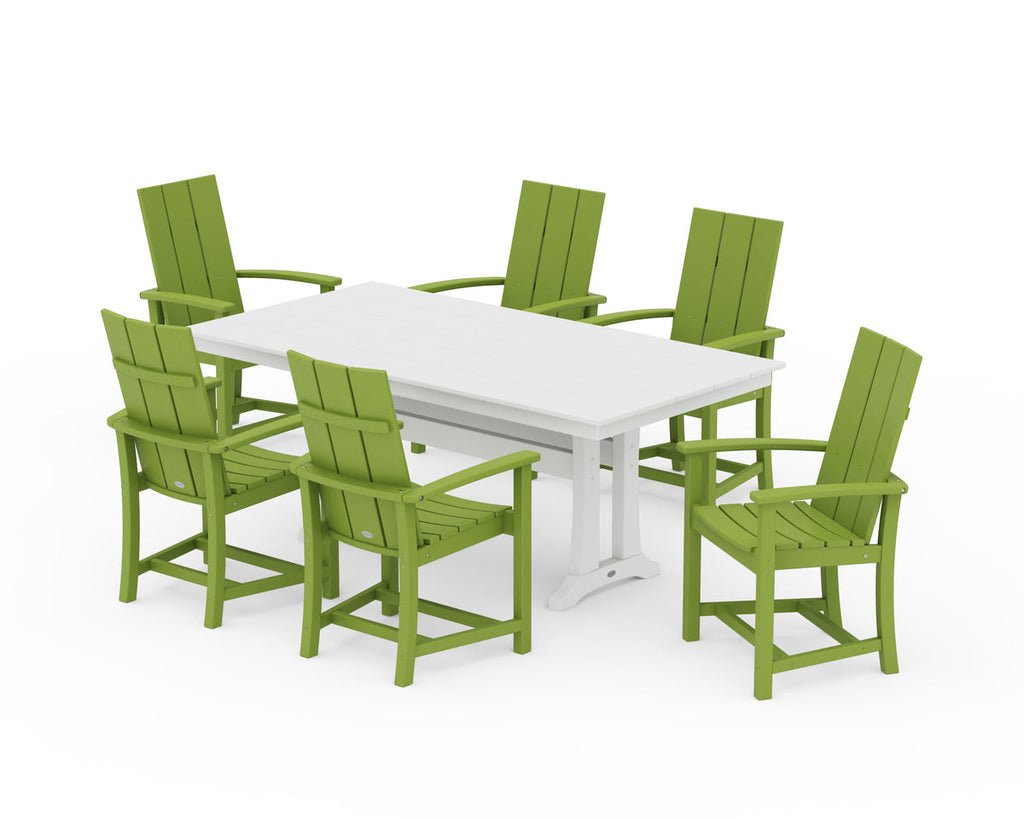 Modern Adirondack 7-Piece Rustic Farmhouse Dining Set with Trestle Legs Retreat Home Furniture