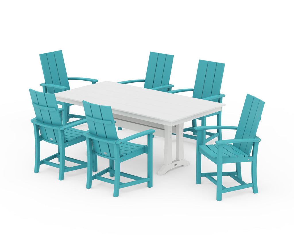 Modern Adirondack 7-Piece Rustic Farmhouse Dining Set with Trestle Legs Retreat Home Furniture