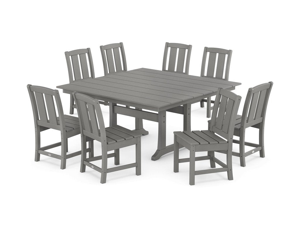 Mission Side Chair 9-Piece Square Farmhouse Dining Set with Trestle Legs Photo