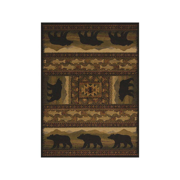 Affinity Black Bears Lodge Oversize Rug 7'10 X 10'6