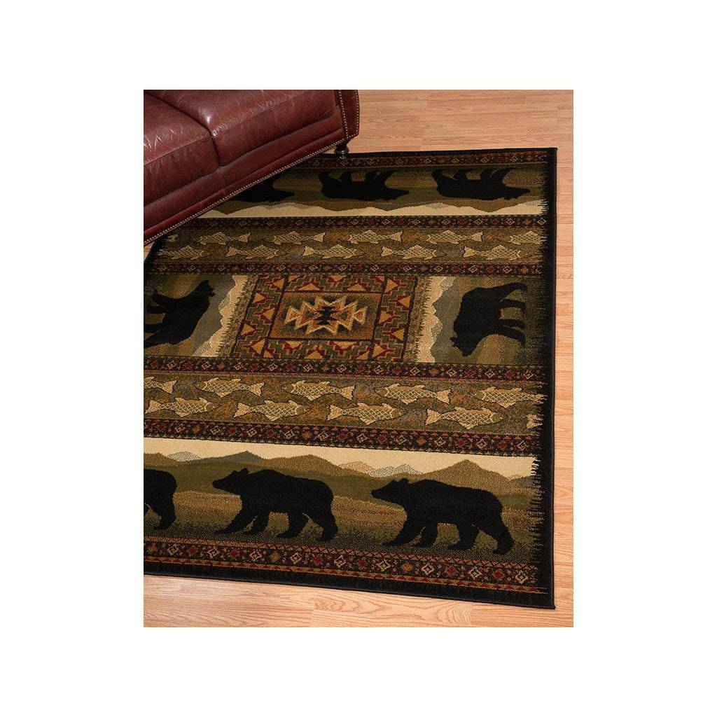 Affinity Black Bears Lodge Oversize Rug 7'10 X 10'6