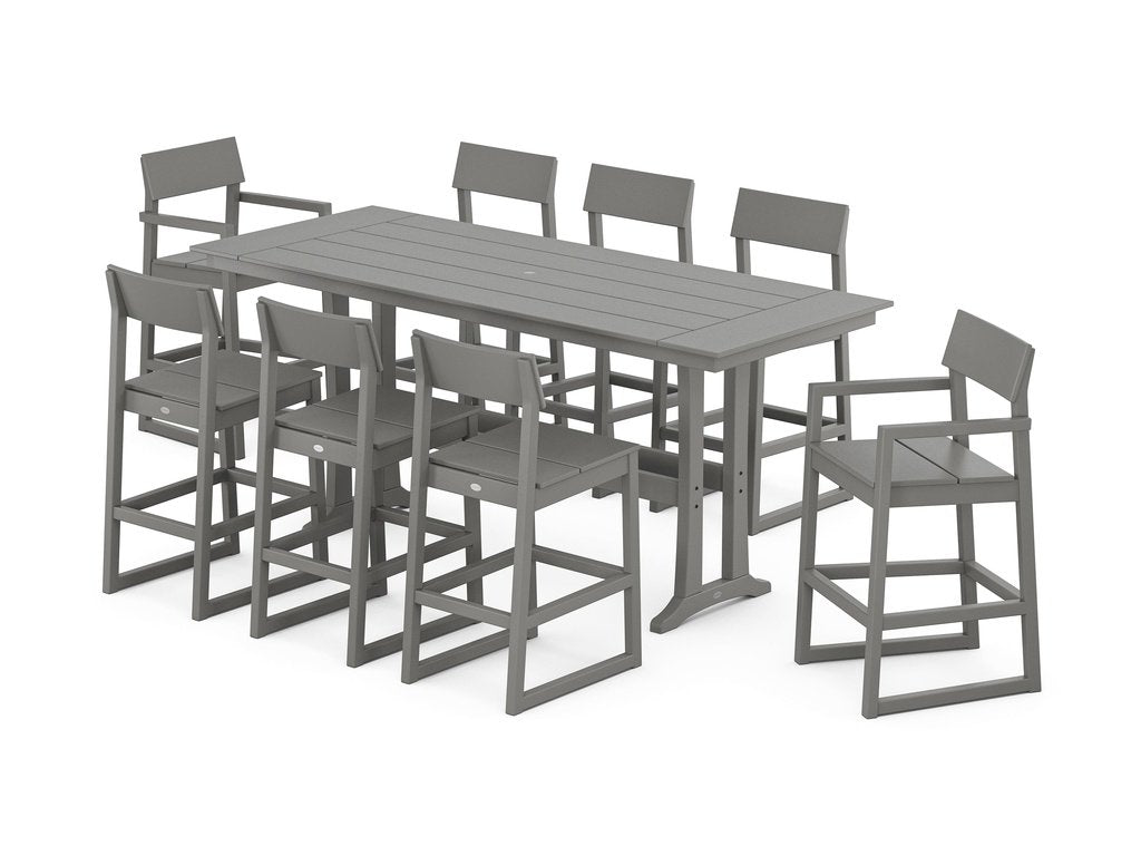 EDGE 9-Piece Farmhouse Bar Set with Trestle Legs Photo