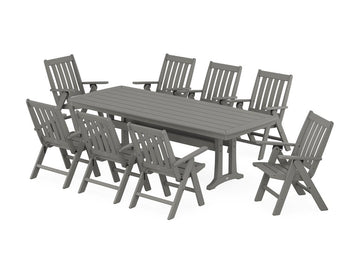 Vineyard Folding 9-Piece Dining Set with Trestle Legs Photo