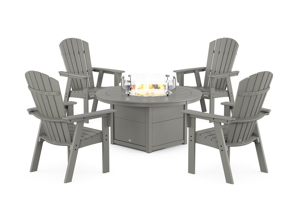 Nautical 4-Piece Curveback Upright Adirondack Conversation Set with Fire Pit Table Photo