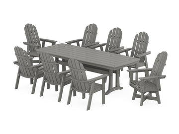 Vineyard Curveback Adirondack Swivel 9-Piece Dining Set with Trestle Legs Photo