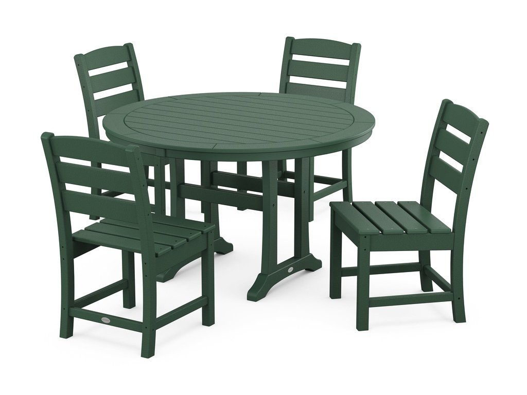 Lakeside Side Chair 5-Piece Round Dining Set With Trestle Legs Photo