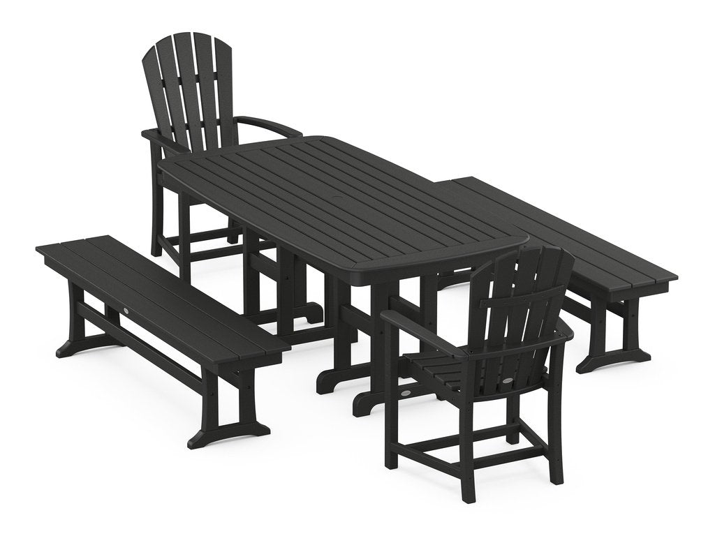 Palm Coast 5-Piece Dining Set with Benches Photo