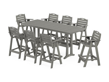 Nautical 9-Piece Farmhouse Bar Set with Trestle Legs Photo