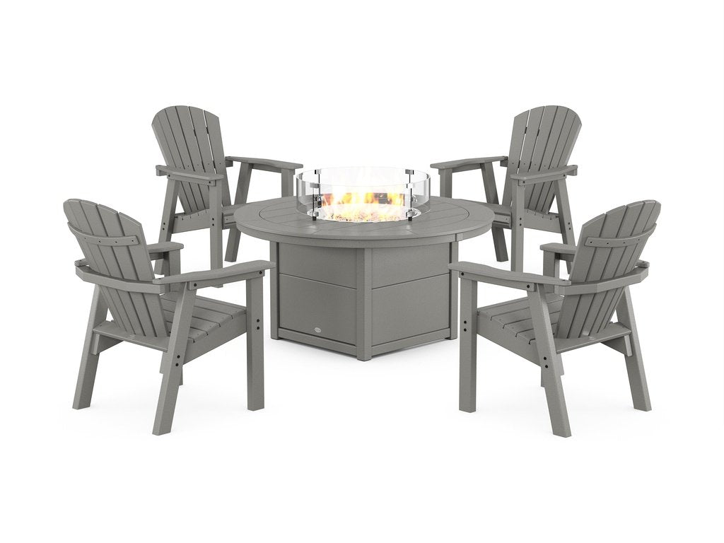 Seashell 4-Piece Upright Adirondack Conversation Set with Fire Pit Table Photo