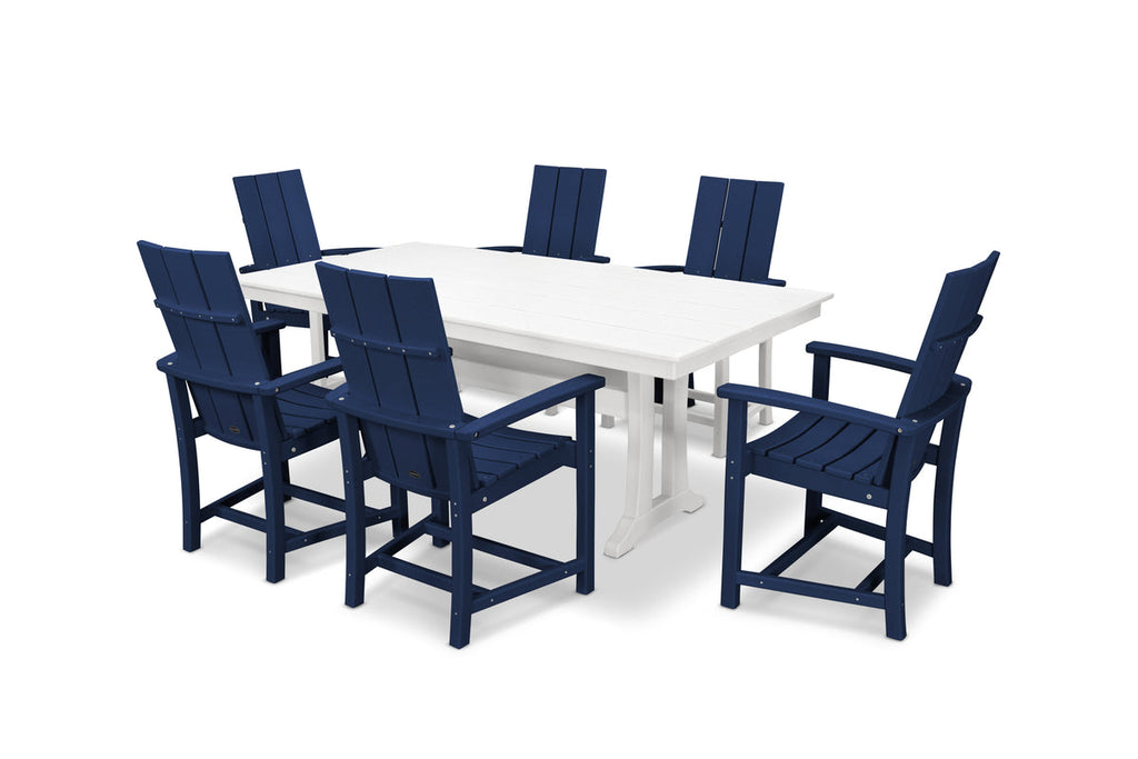 Modern Adirondack 7-Piece Rustic Farmhouse Dining Set with Trestle Legs Retreat Home Furniture