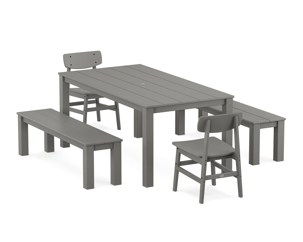 Modern Studio Urban Chair 5-Piece Parsons Dining Set with Benches Photo