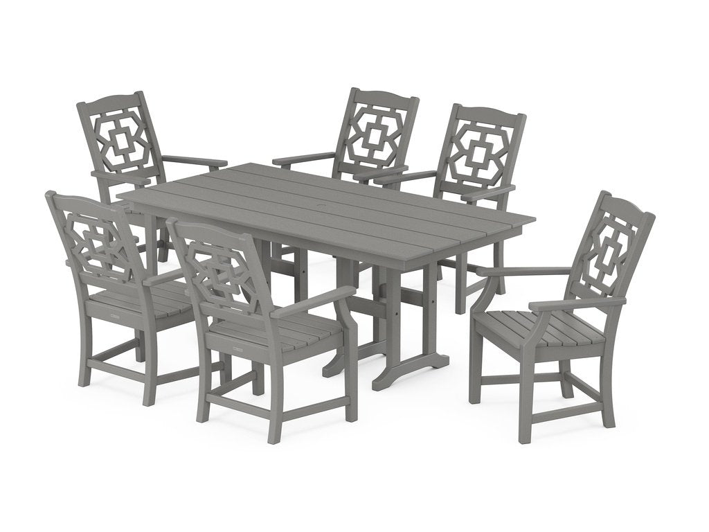 Chinoiserie Arm Chair 7-Piece Farmhouse Dining Set Photo
