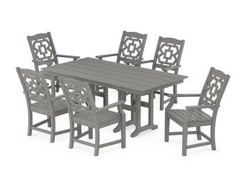 Chinoiserie Arm Chair 7-Piece Farmhouse Dining Set Photo
