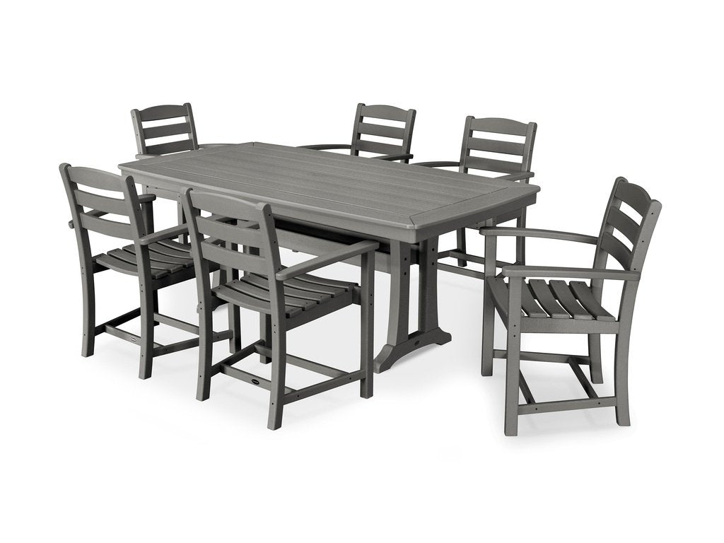 La Casa Café 7-Piece Arm Chair Dining Set with Trestle Legs Photo