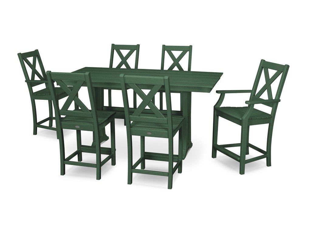 Braxton 7-Piece Farmhouse Trestle Counter Set Photo