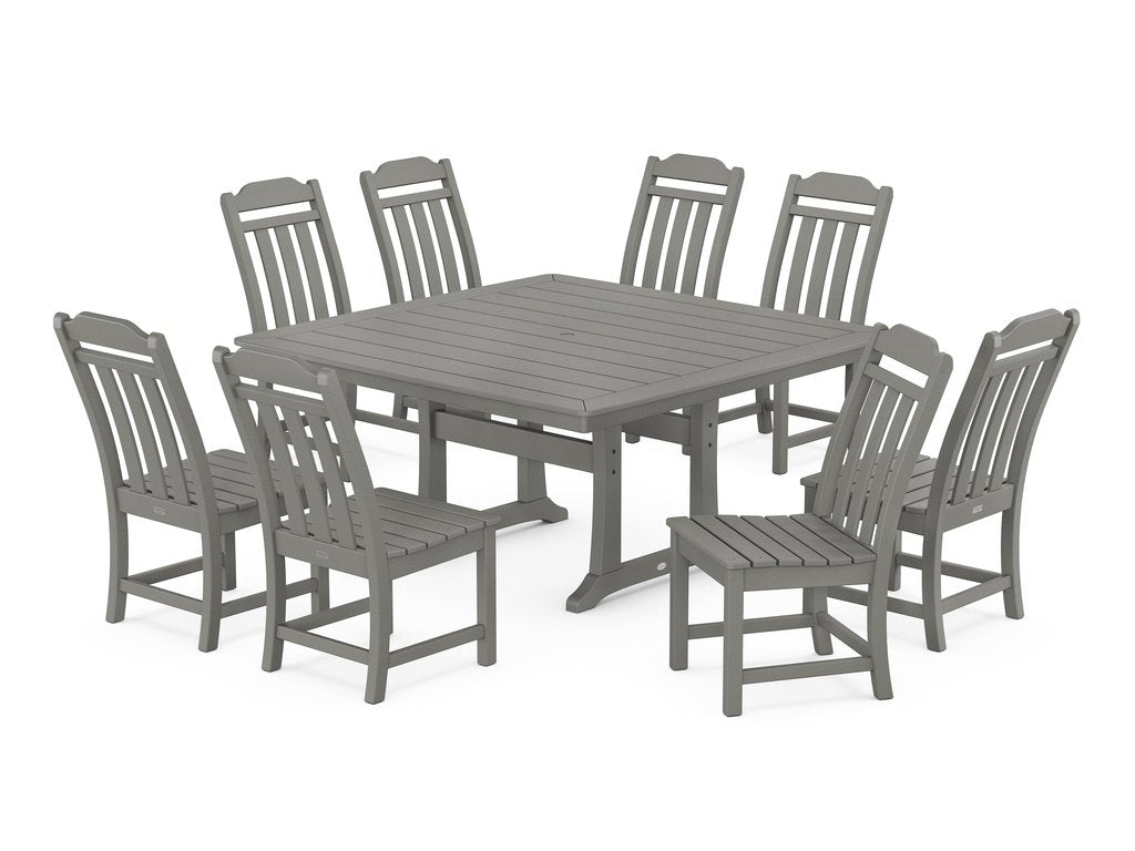 Country Living 9-Piece Square Side Chair Dining Set with Trestle Legs Photo
