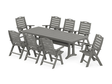 Nautical Highback 9-Piece Farmhouse Dining Set with Trestle Legs Photo